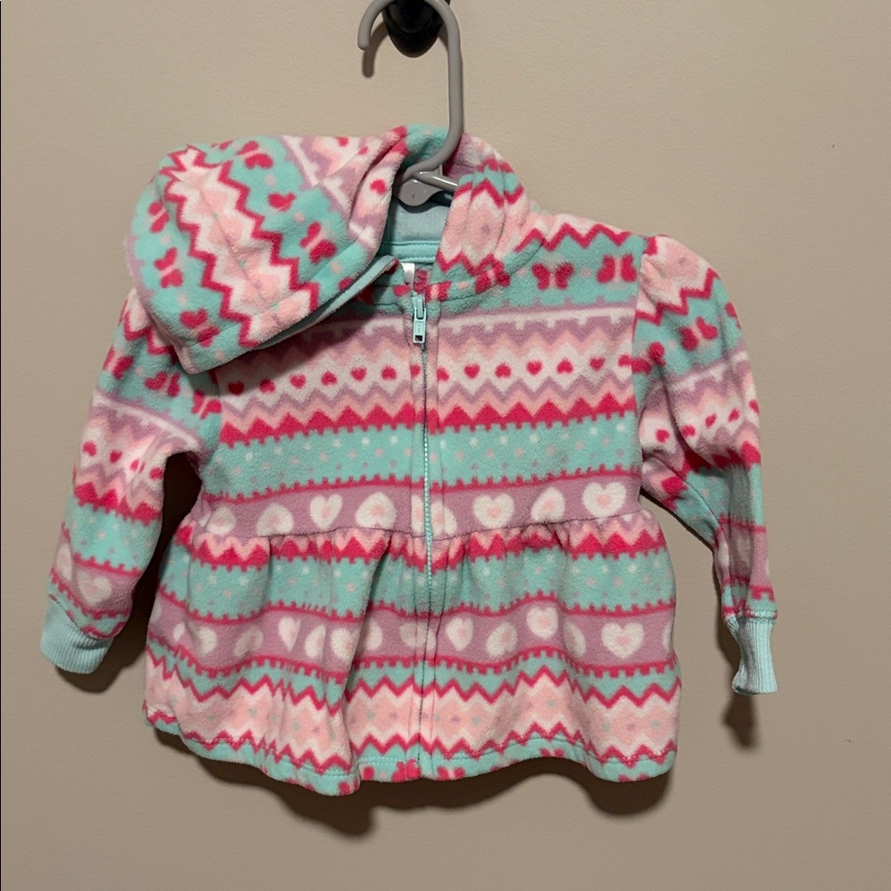 Garanimals Pink and Mint Heart Pattern Kids Puffer Jacket